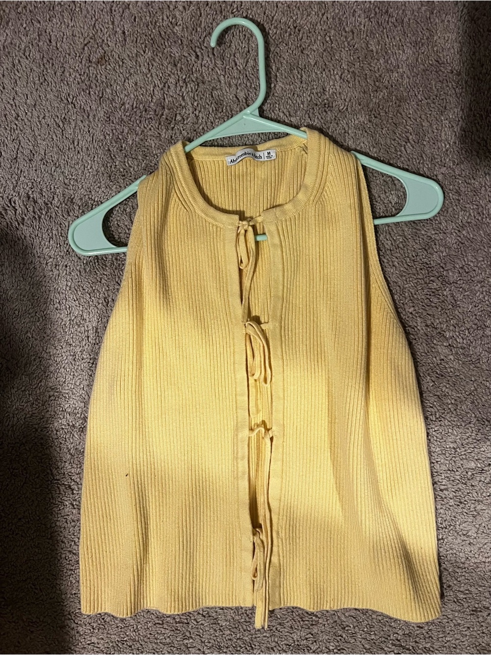 Abercrombie & Fitch Yellow Ribbed Tie-Front Tank